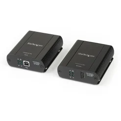 StarTech USB 2.0 Extender over Cat5e or Cat6 Ethernet Cable - 330ft/100m USB 2.0 Extender Adapter Kit w/ ESD & Metal Case - Powered