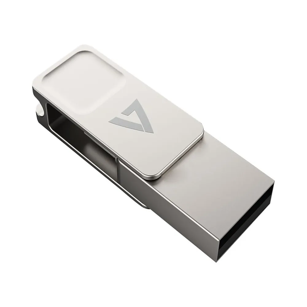 Outlet V7 Dual 128GB USB 3.2 Type C Flash Drive, Gray (VF3128GTC)