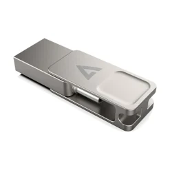 V7 Dual-Purpose 64GB USB-C/USB 3.2 Flash Drive, Silver (VF364GTC)