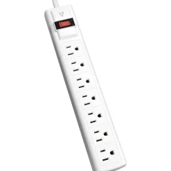 V7 7-Outlet Surge Protector, 12 ft cord, 1050 Joules, White