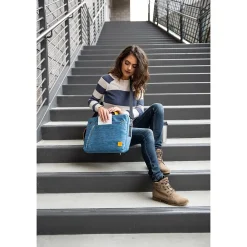 Laptop Backpack, Blue Nylon (LAPLEA041)<Vangoddy Sale