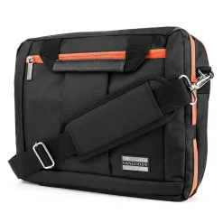 Laptop Messenger, Black/Orange Nylon (PT_NBKLEA274_17)<Vangoddy Clearance