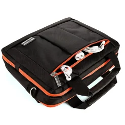 Laptop Messenger, Black/Orange Nylon (PT_NBKLEA274_17)<Vangoddy Clearance