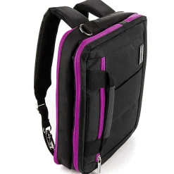 Nylon Backpack Messenger Shoulder Bag Case for 13.3 to 14 Inch Laptop, Black Purple (PT_NBKLEA285_17)<Vangoddy Outlet