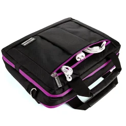 Nylon Backpack Messenger Shoulder Bag Case for 13.3 to 14 Inch Laptop, Black Purple (PT_NBKLEA285_17)<Vangoddy Outlet
