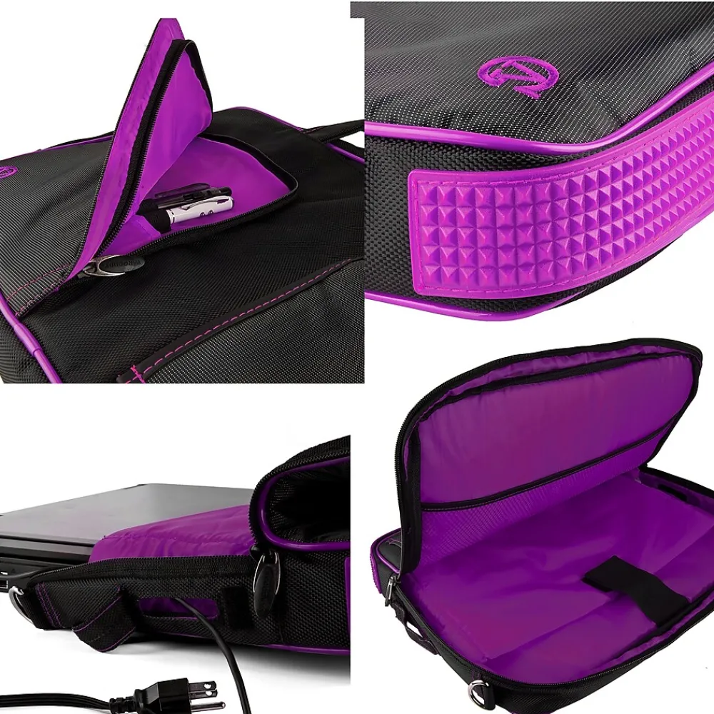 Laptop Bags|Vangoddy Office Busines Travel 14" Nylon Water Resistant Laptop Bag, Black/Purple (PT_000001247)