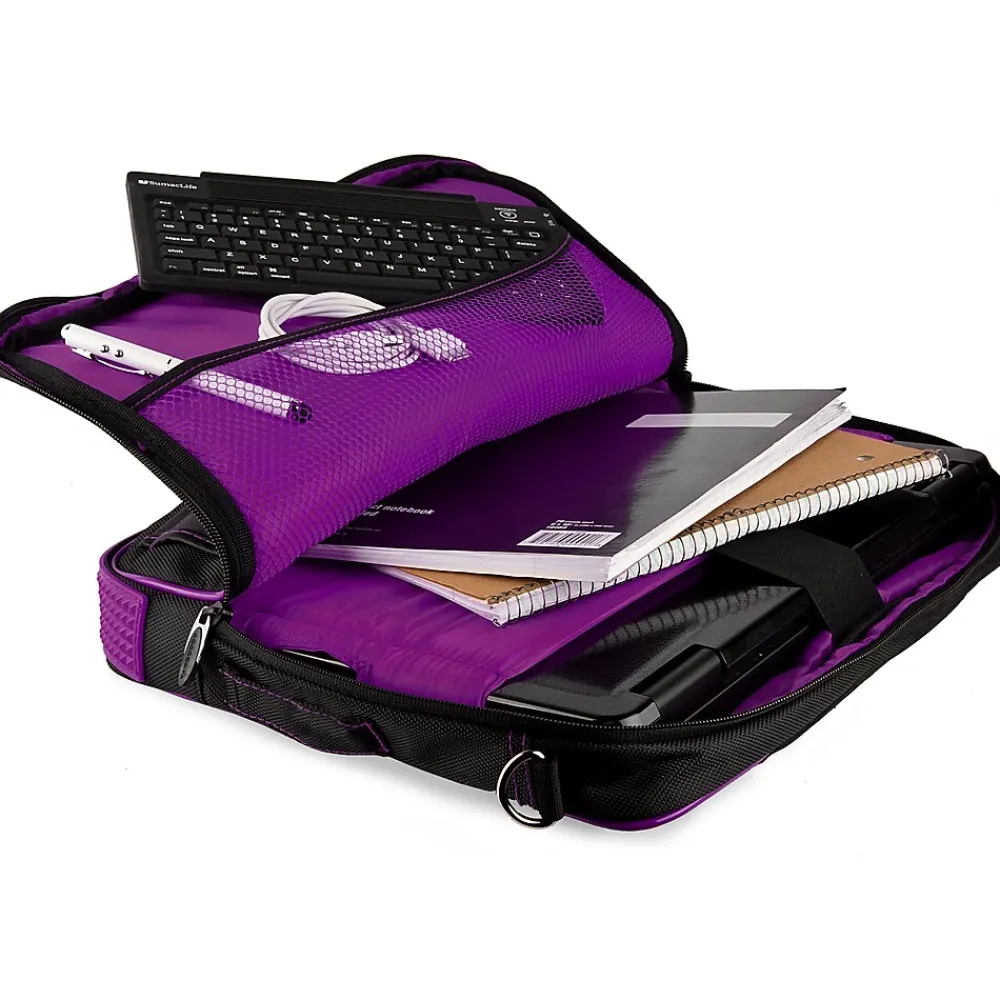 Laptop Bags|Vangoddy Office Busines Travel 14" Nylon Water Resistant Laptop Bag, Black/Purple (PT_000001247)