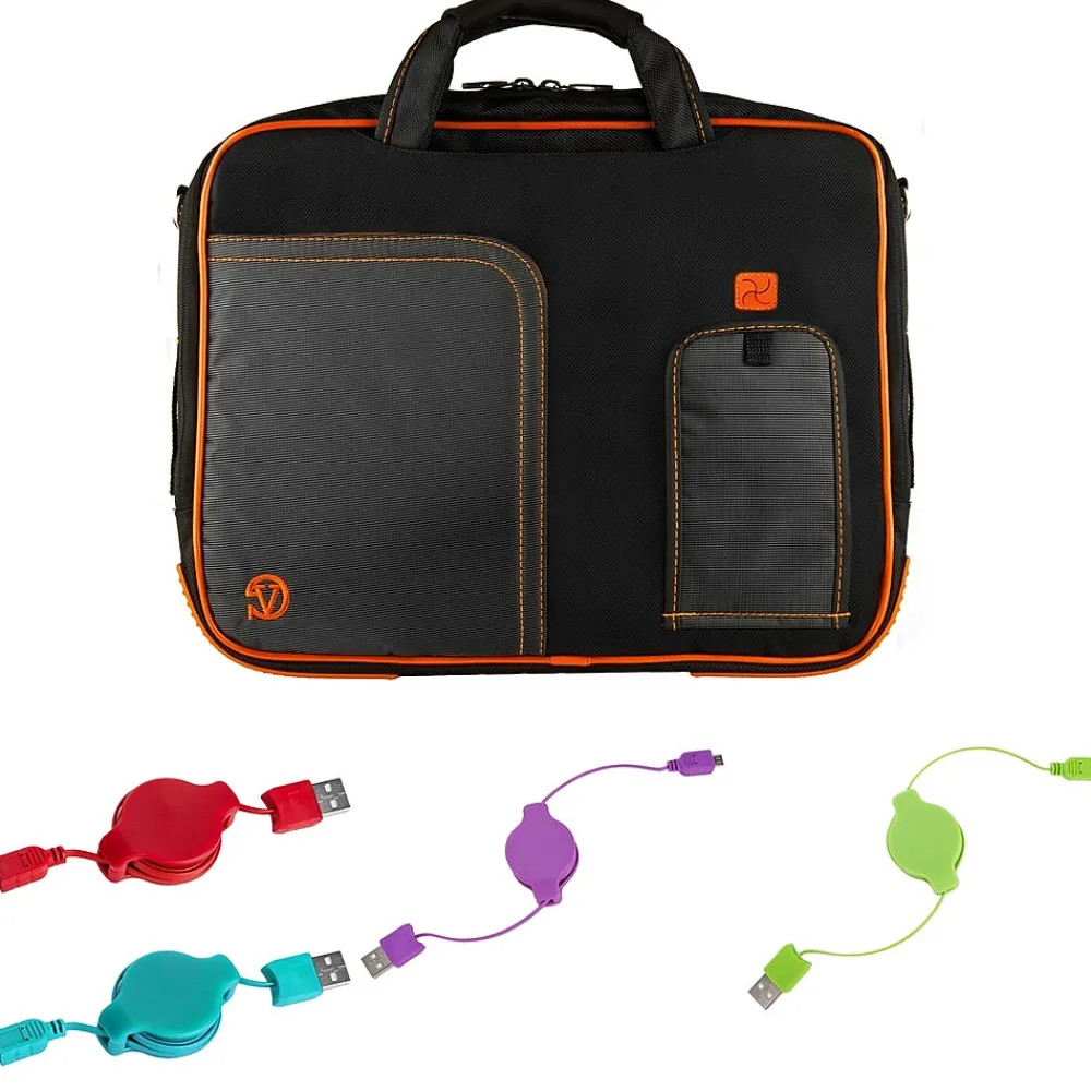 Laptop Bags|Vangoddy Office Busines Travel 12" Nylon Water Resistant Laptop Bag, Black/Orange (PT_000001242)