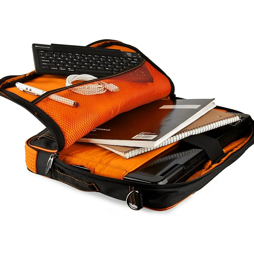 Laptop Bags|Vangoddy Office Busines Travel 12" Nylon Water Resistant Laptop Bag, Black/Orange (PT_000001242)