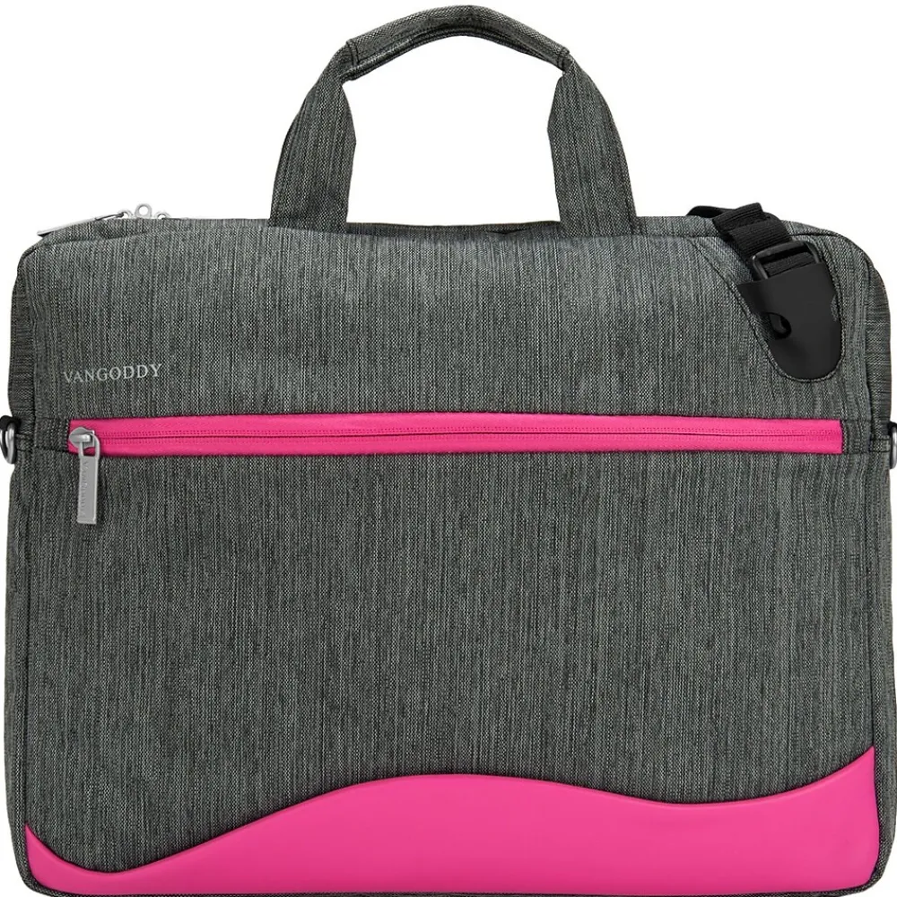 Wave Laptop Briefcase, Gray/Magenta Nylon (NBKLEA602)<Vangoddy Sale