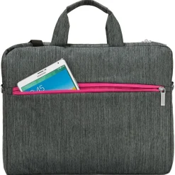 Wave Laptop Briefcase, Gray/Magenta Nylon (NBKLEA602)<Vangoddy Sale