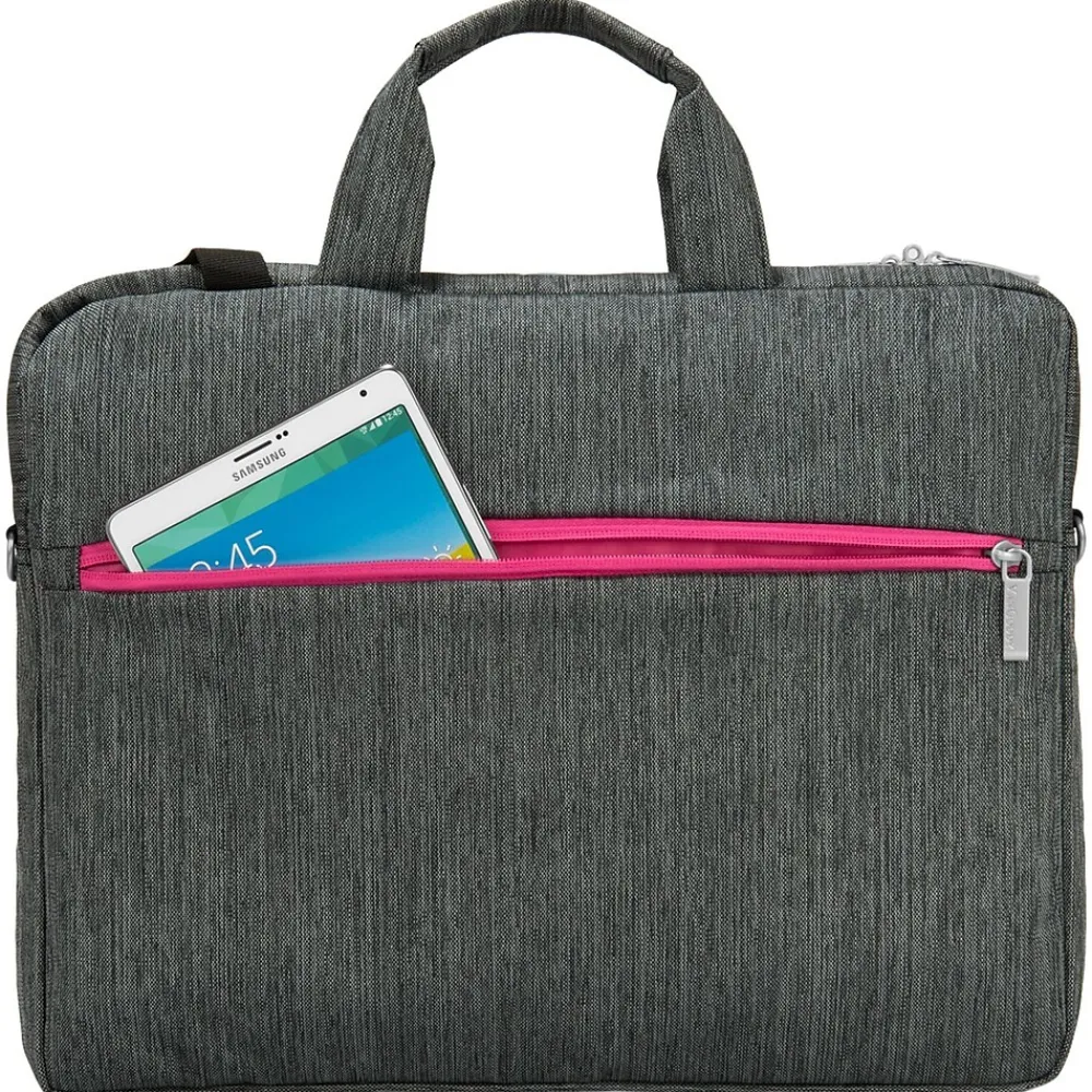 Wave Laptop Briefcase, Gray/Magenta Nylon (NBKLEA602)<Vangoddy Sale