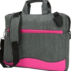 Wave Laptop Briefcase, Gray/Magenta Nylon (NBKLEA602)<Vangoddy Sale