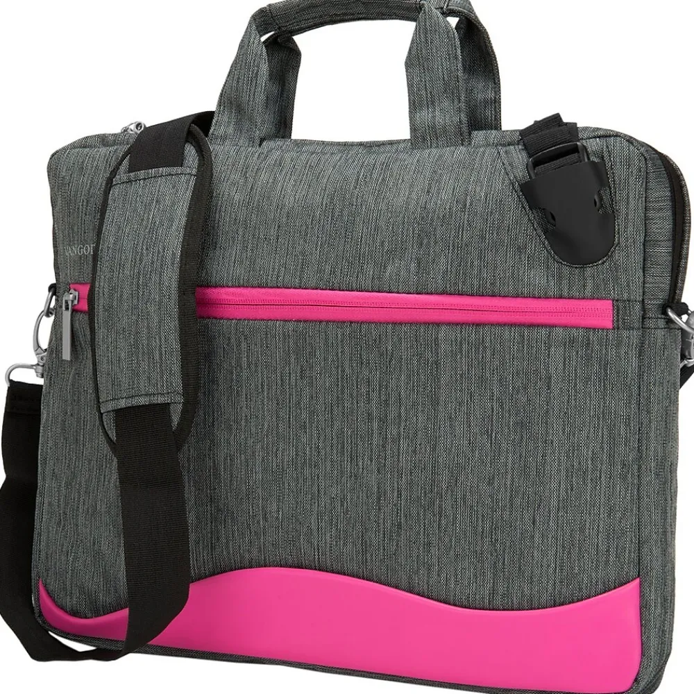 Wave Laptop Briefcase, Gray/Magenta Nylon (NBKLEA602)<Vangoddy Sale