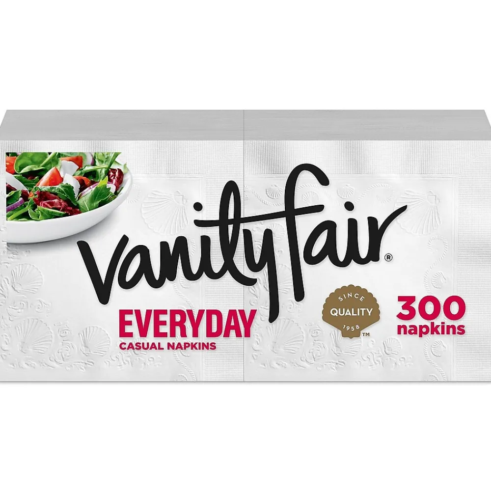Vanity Fair Everyday Luncheon Napkins, 2-Ply, White, 300/Pack (35503/14)