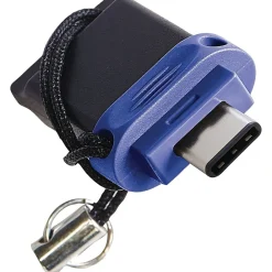 Verbatim 16GB Store 'n' Go Dual USB Flash Drive for USB-C Devices, Blue, 16 GB, USB Type C, USB 3.0, Blue