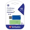 Clearance Verbatim PinStripe 16GB USB 2.0 Type A Flash Drive, Blue/Green (99149)