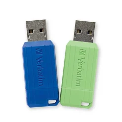 Clearance Verbatim PinStripe 16GB USB 2.0 Type A Flash Drive, Blue/Green (99149)