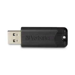 Online Verbatim PinStripe 32GB USB 3.2 Type A Flash Drive, Black (49317)