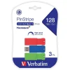 Outlet Verbatim PinStripe 128GB USB 3.2 Type-A Flash Drive, Red/Green/Blue, 3/Pack (70390)