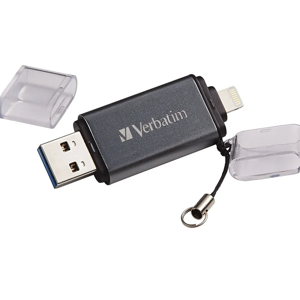 Hot Verbatim Store 'n' Go Dual 64GB USB 3.0 Lightning Flash Drive, Graphite (49301)