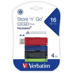Sale Verbatim Store 'n' Go 16GB USB 2.0 Type A Flash Drive, Assorted Colors (99123)