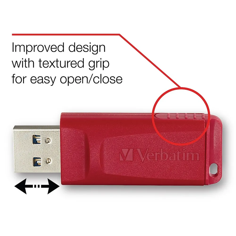 Online Verbatim Store 'n' Go 32GB USB 2.0 Type A Flash Drive, Red (T24727)