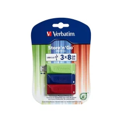 Clearance Verbatim Store 'n' Go 8GB USB 2.0 Type A Flash Drive, Assorted Colors (98703)