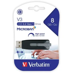 Sale Verbatim Store 'n' Go V3 8GB USB 3.2 Type A Flash Drive, Black/Gray (49171)