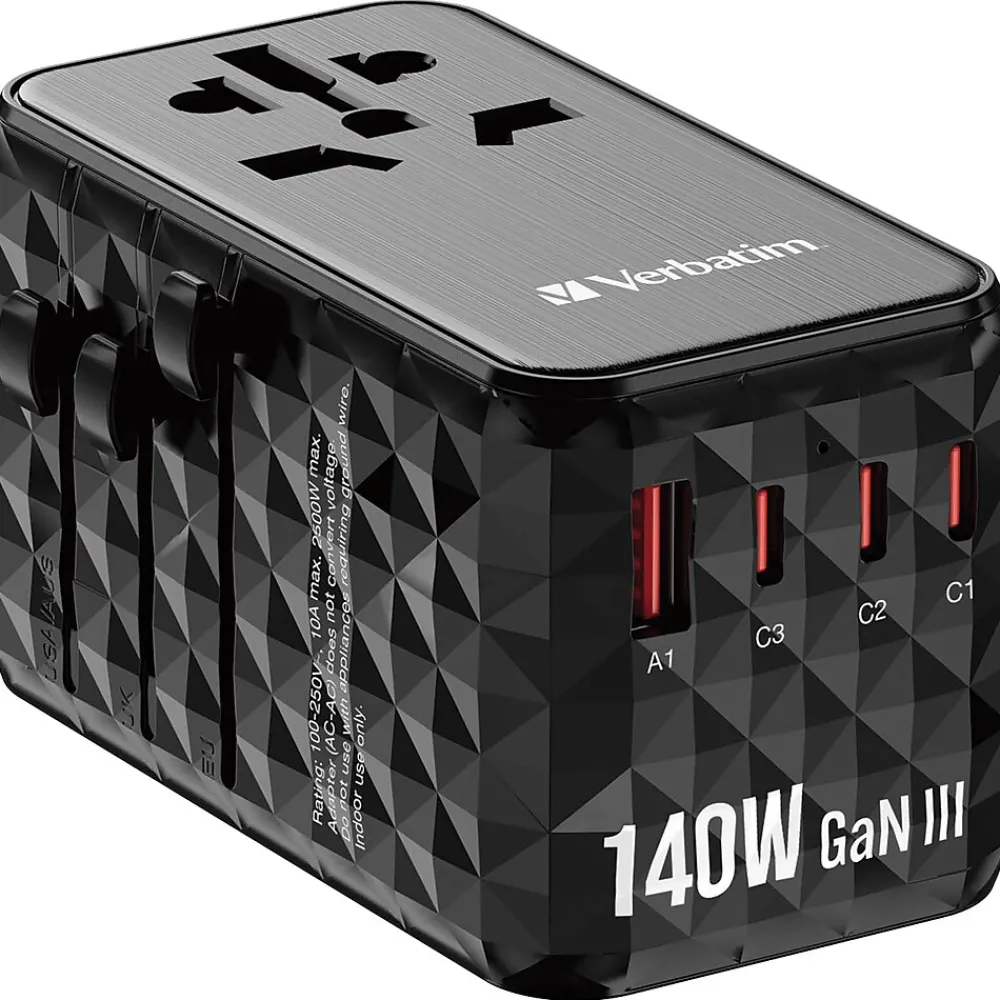 UTA-10 GaN III Universal Travel Adapter 140W – USB-C, USB-A<Verbatim Hot
