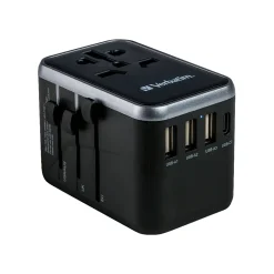 UTA-04 Plastic Travel Power Adapter, Black (49546)<Verbatim Best