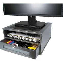 Hot Victor Technology Wood Monitor Riser, (S1175) Classic Silver