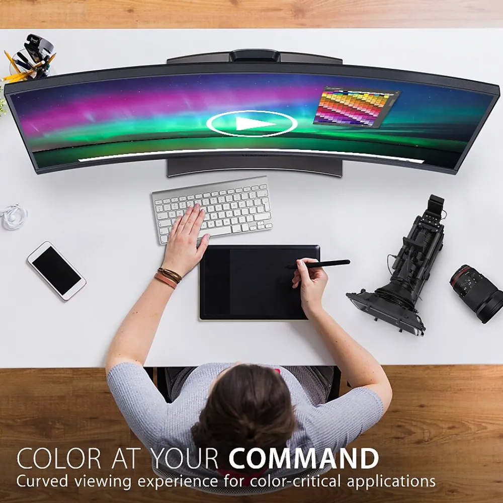 Clearance ViewSonic ColorPro 34" Curved 100 Hz LCD Monitor, Black (VP3481A)