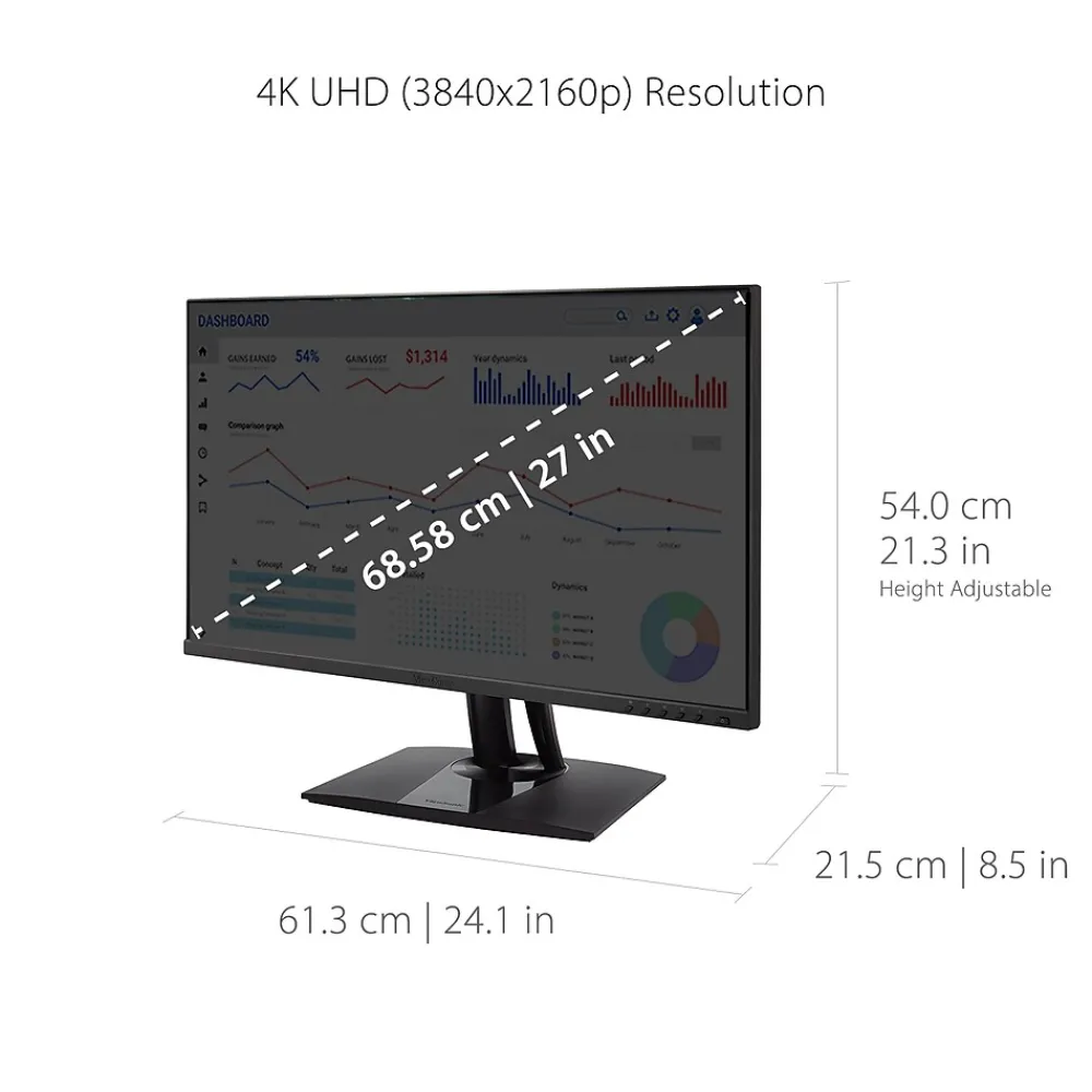 Online ViewSonic ColorPro 27" 4K Ultra HD 60Hz LED Monitor, Black (VP2756-4K)