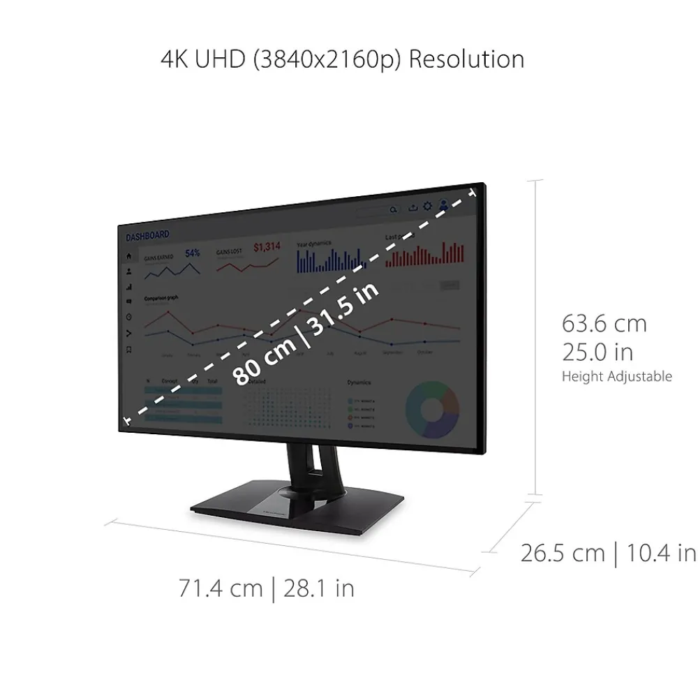 Online ViewSonic ColorPro 32" 4K Ultra HD 60 Hz LED Monitor, Black (VP3268A-4K)