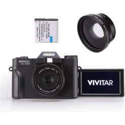 Vivitar VEC XX101 20MP 4K Digital Camera, 0.45X Optical Zoom, Black (VECXX101-BLK-STK-4)