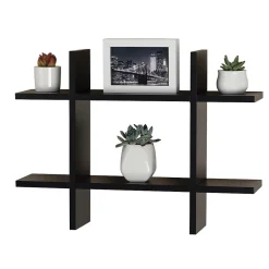 Shelving*V-Light 6-Shelf Wood Mounted Cross-Style Decorative Unit, 22", Black (VW161014B)