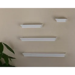 Shelving*V-Light Wall Shelves, White, 4/Pack (VW141003W)