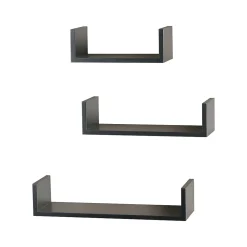 Shelving*V-Light Wood Wall-Mounted Shelves, Gray, 3/Pack (VW161011G)