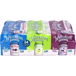 Waterloo Sparkling Water Variety Pack, 12 oz, 24/Pack (220-02411)