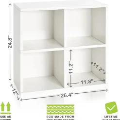 Bookcases*Way Basics 24.8"H 4 Cubby Bookcase, Stackable Organizer and Modern Eco Storage Shelf, White (WB-4CUBE-2-WE)