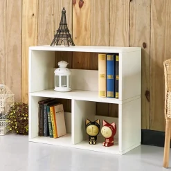 Bookcases*Way Basics 24.8"H Collins Cubby Bookcase, Organizer and Modern Eco Storage Shelf, White (WB-2SHELF-3-WE)