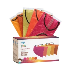 WeCare Disposable Face Masks, Kids, Assorted Sunset Tones, 50/Pack (WMN100137)