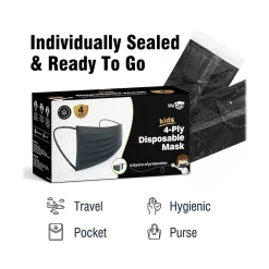 WeCare Disposable Face Mask, Kids, Black, 50/Pack (WMN100124)