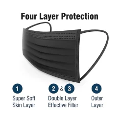 WeCare Disposable Face Mask, Kids, Black, 50/Pack (WMN100124)