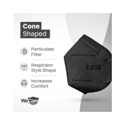 Disposable KN95 Face Mask, Adult, Black, 20 Masks/Box, 50 Boxes/Pack (TBN202937)<WeCare Online