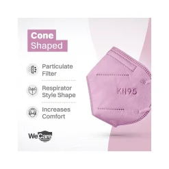 WeCare Disposable KN95 Face Mask, Adult, Pink, 20 Masks/Box, 3 Boxes/Pack (TBN203229)