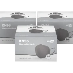 Disposable KN95 Face Mask, Adult, Dark Gray, 20 Masks/Box, 3 Boxes/Pack (TBN203226)<WeCare Hot