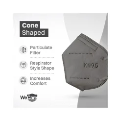Disposable KN95 Face Mask, Adult, Dark Gray, 20 Masks/Box, 3 Boxes/Pack (TBN203226)<WeCare Hot