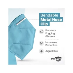 Disposable KN95 Face Mask, Adult, Blue, 20/Pack (WCKN97)<WeCare Sale